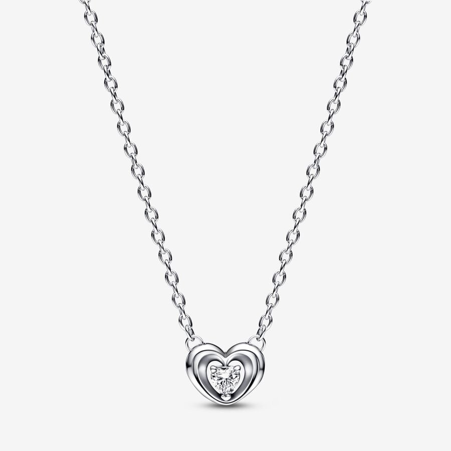 Radiant Heart & Floating Stone Pendant Collier Necklace image number 0