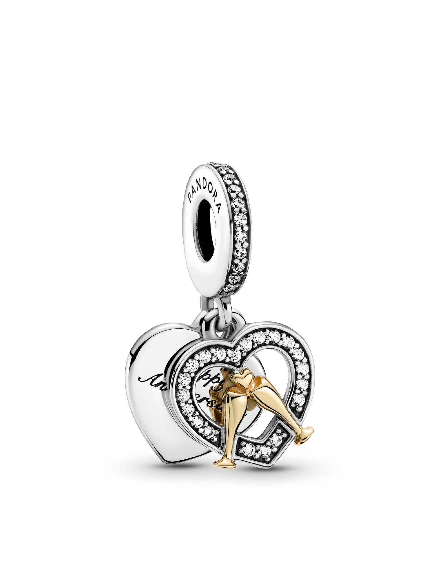 Женский шарм Pandora Two-tone Happy Anniversary Dangle Charm, цвет: Двухцветный — фото 1
