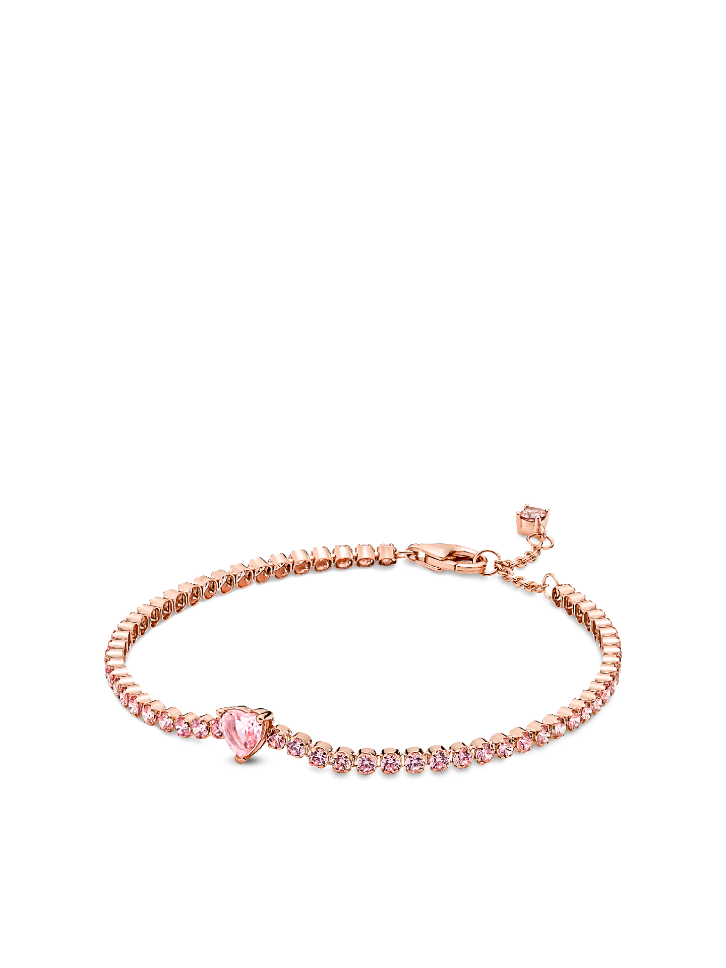Женский браслет Pandora Sparkling Heart Tennis, Rose gold plated, цвет: Покрытие розовым золотом — фото 1