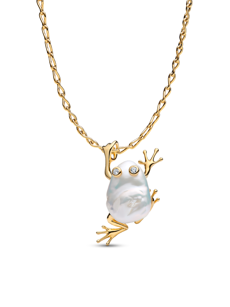 Baroque Pearl Frog Pendant Necklace set