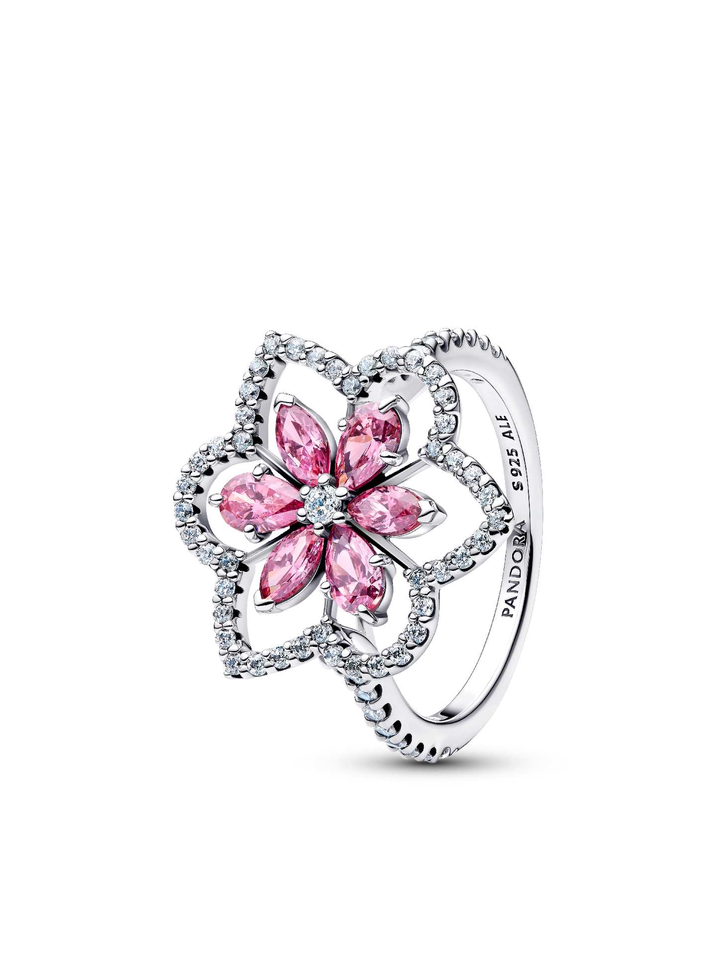 Женское кольцо Pandora Double Flower Cocktail, цвет: Серебро — фото 1