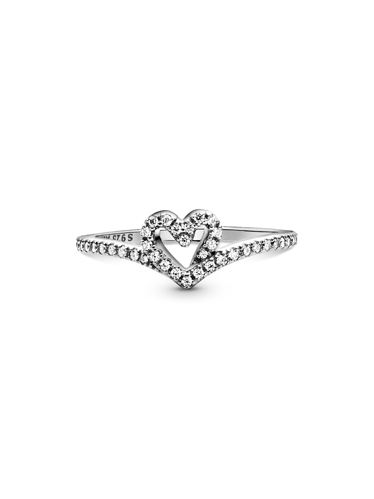 Sparkling Wishbone Heart Ring