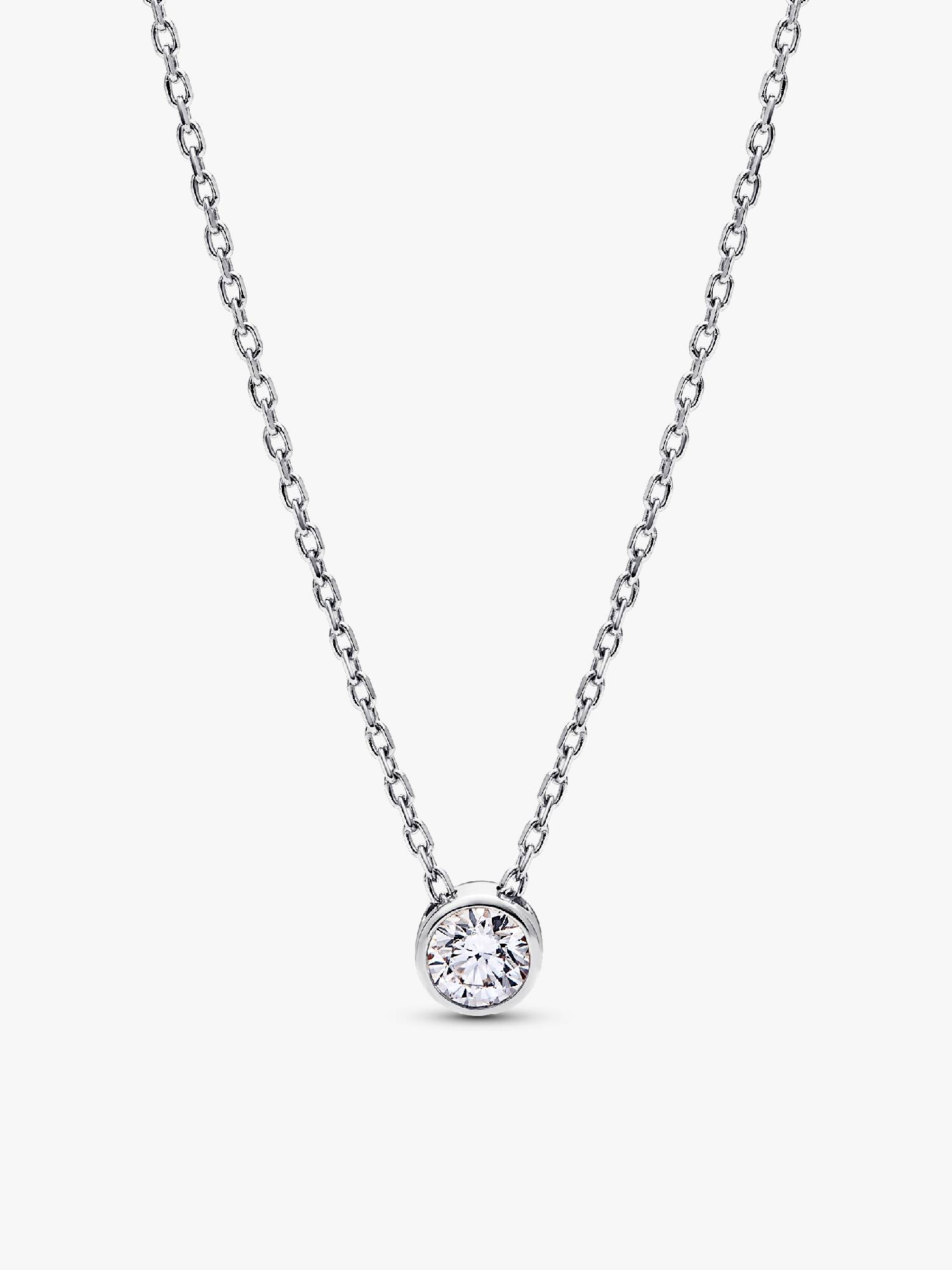 Pandora Era Bezel Sterling Silver Lab-grown Diamond Pendant Necklace