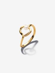 Organically Shaped Pavé Circle & Treated Freshwater Cultured Pearl Ring Organically Shaped Pavé Circle & Treated Freshwater Cultured Pearl Ring