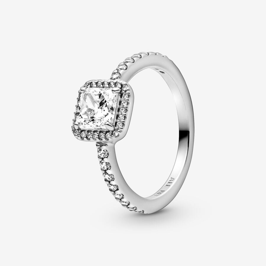Somatic cell Melbourne Protestant Square Sparkle Halo Ring | Sterling silver | Pandora US