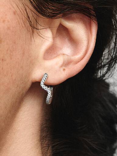 FINAL SALE - Sparkling Wave Hoop Earrings