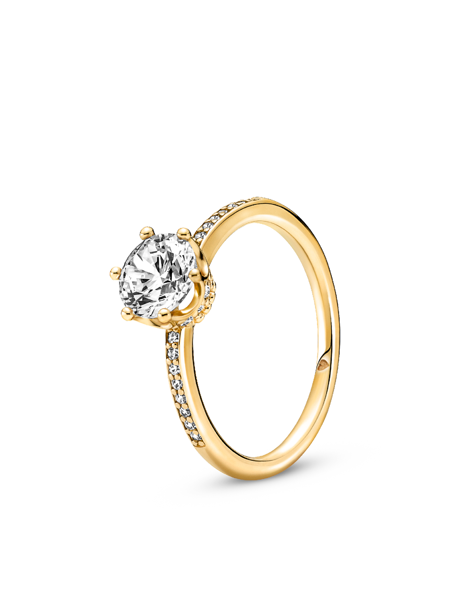 Женское кольцо Pandora Clear Sparkling Crown Solitaire, Gold plated, цвет: Позолоченный — фото 1