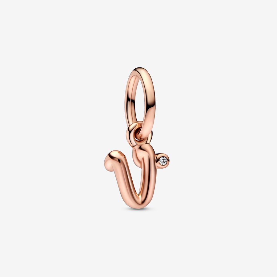 Rose Gold plated L and V alphabet hoops 40 mm 