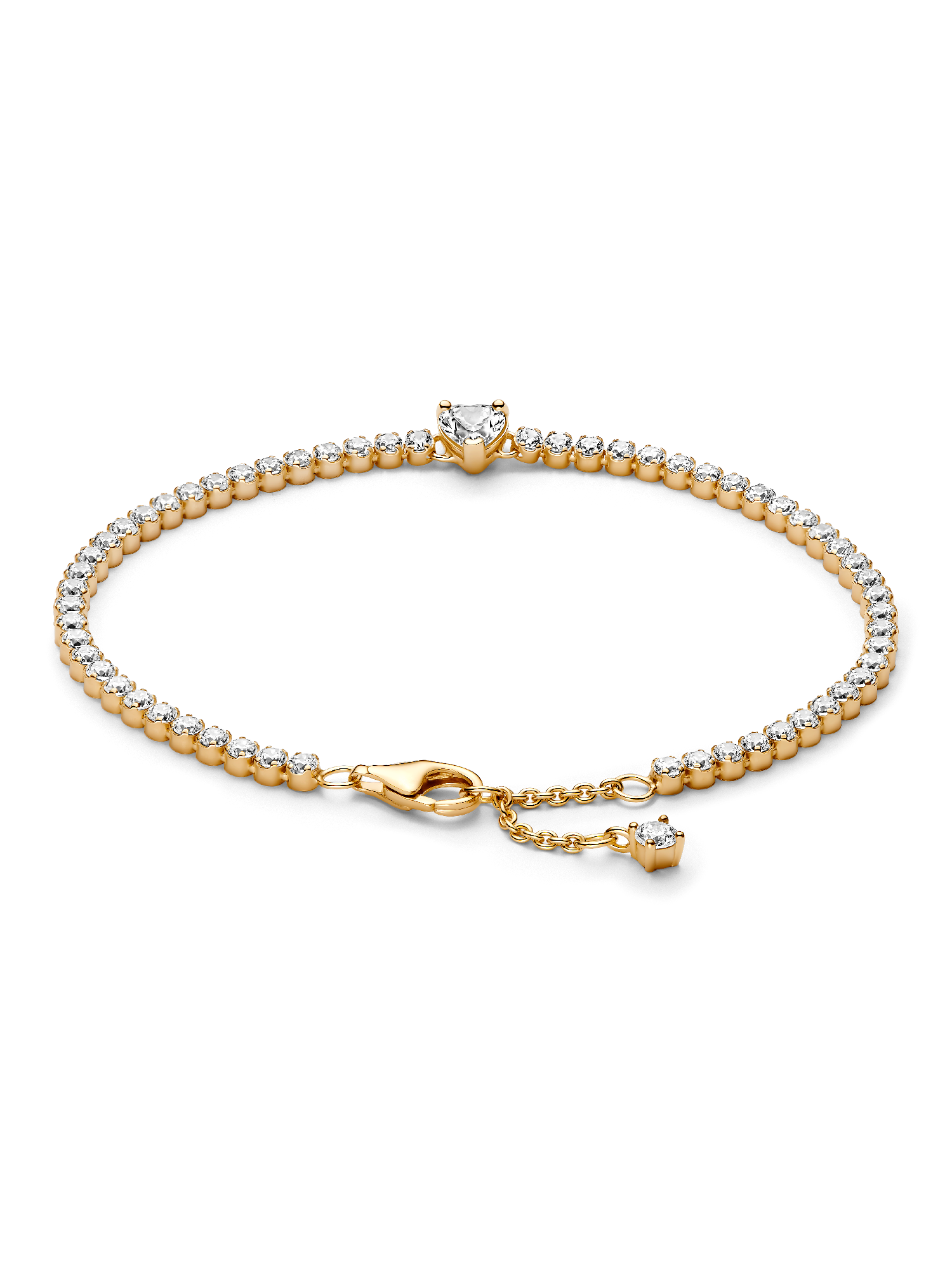 Sparkling Heart Tennis Bracelet | Gold plated | Pandora US