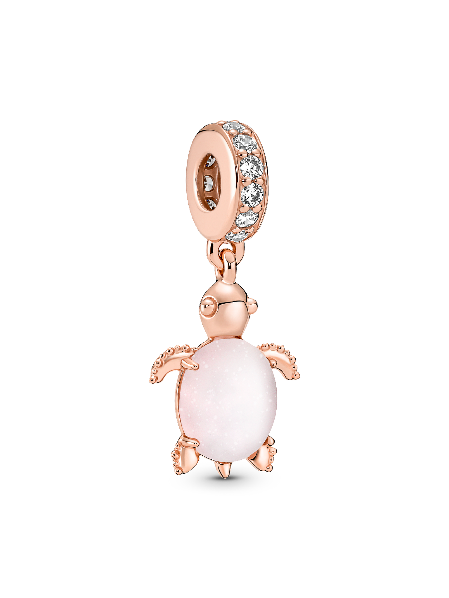 Женский шарм Pandora Murano Glass Pink Sea Turtle Dangle Charm, Rose gold plated, цвет: Покрытие розовым золотом — фото 1