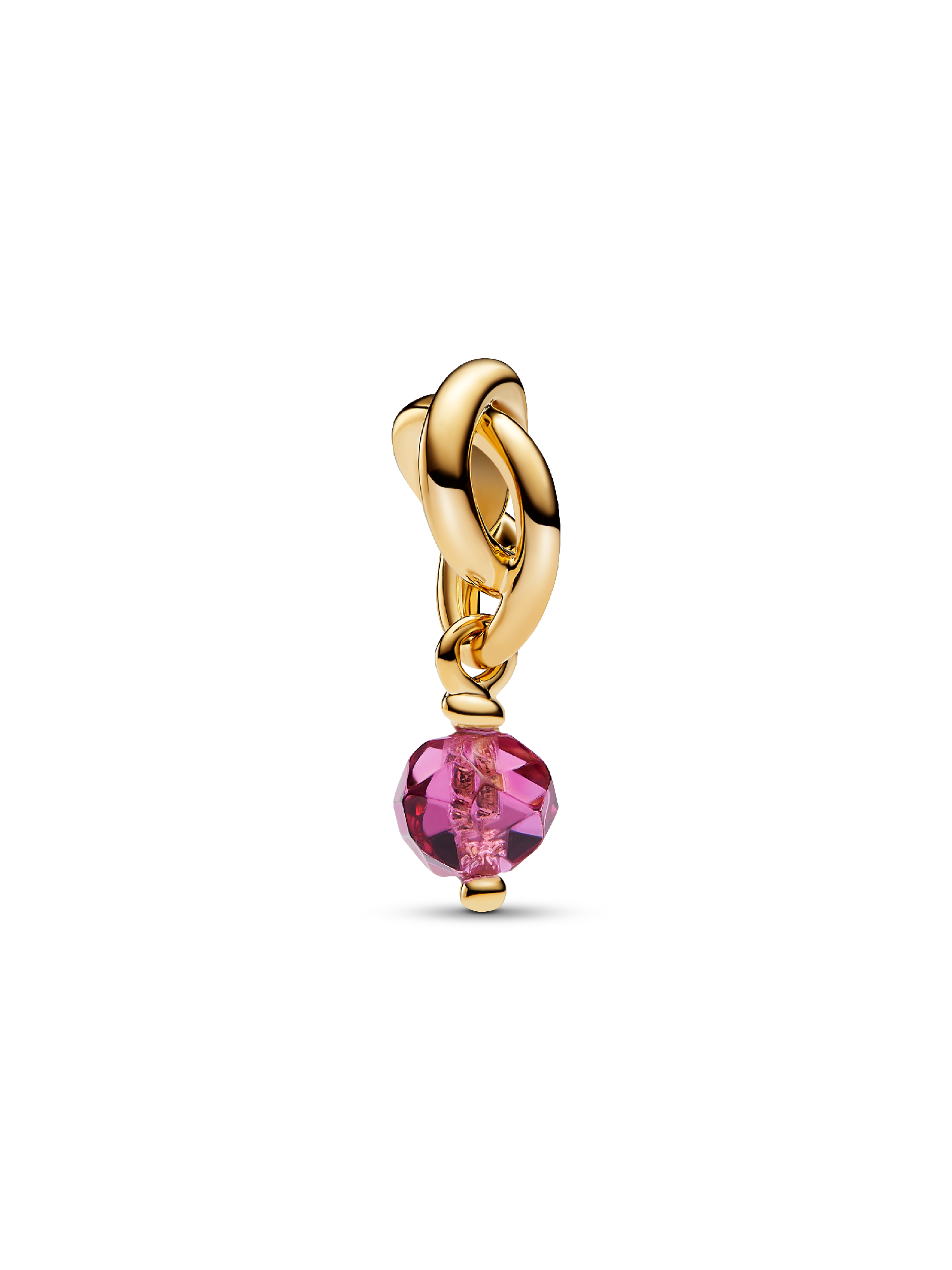 Faceted Pink Eternity Circle Dangle Charm | Pendant | Gold plated