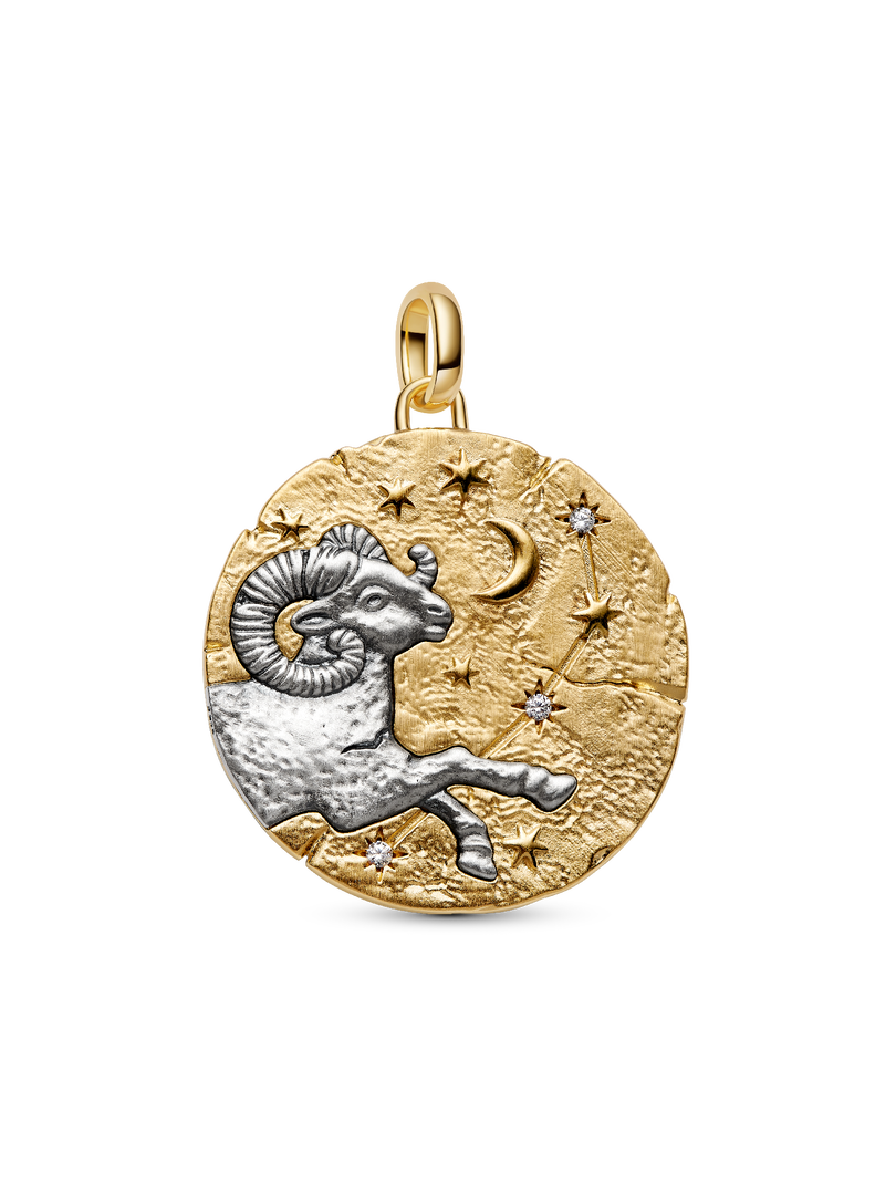 Aries Zodiac Oversized Medallion Charm