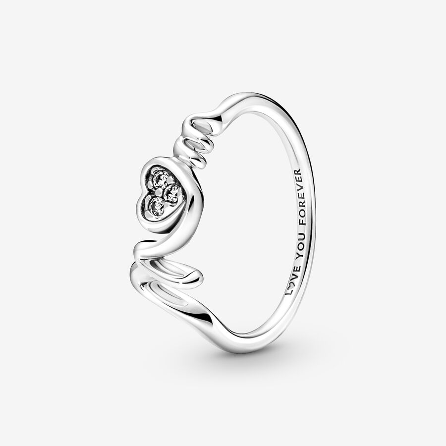 Twee graden volwassen nauwkeurig Mom Pavé Heart Ring | Sterling silver | Pandora US