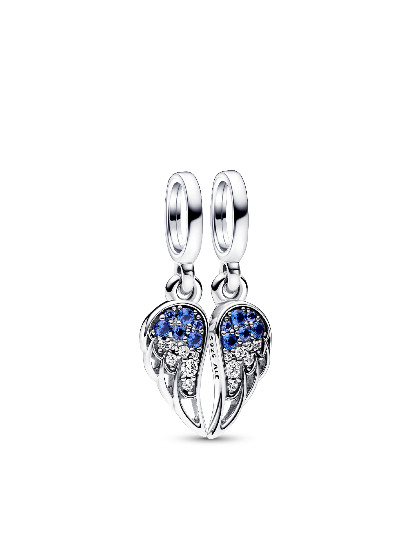 Женский шарм Pandora Sparkling Splitable Angel Wings Dangle Charm, цвет: Серебро — фото 1