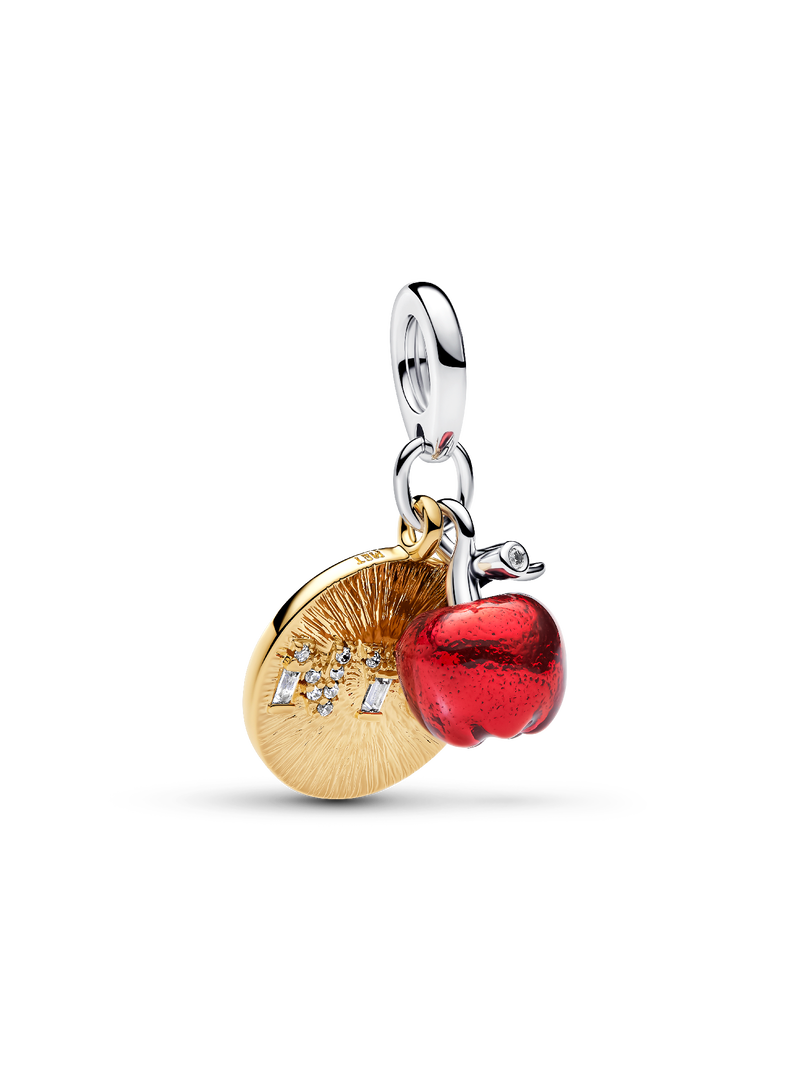 Apple & Engravable Round Tag Double Dangle Charm