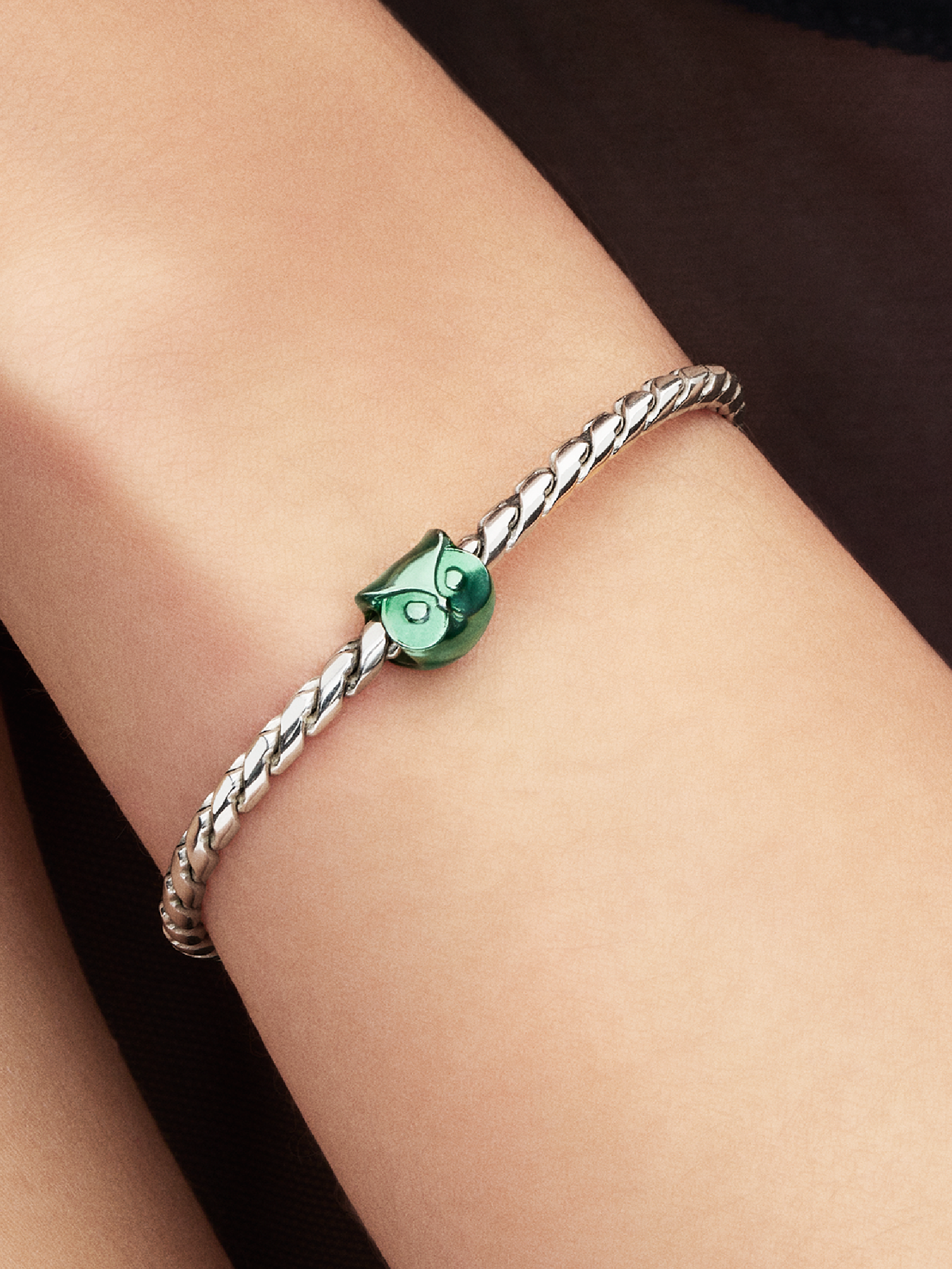 Женский шарм Pandora Green Owl Mini Charm, цвет: Серебро — фото 3