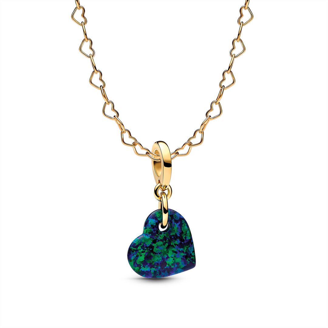 Opalescent Green Heart Necklace Set