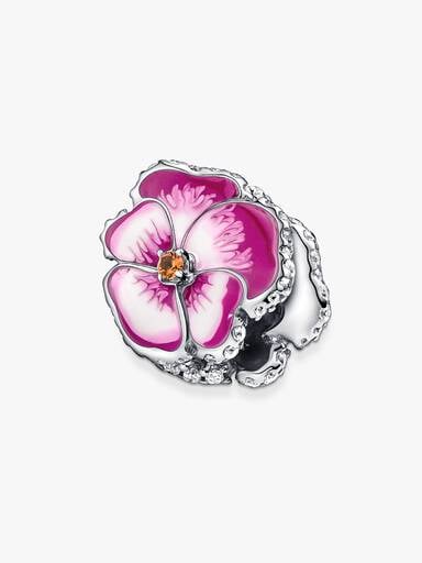 Pink Pansy Flower Charm