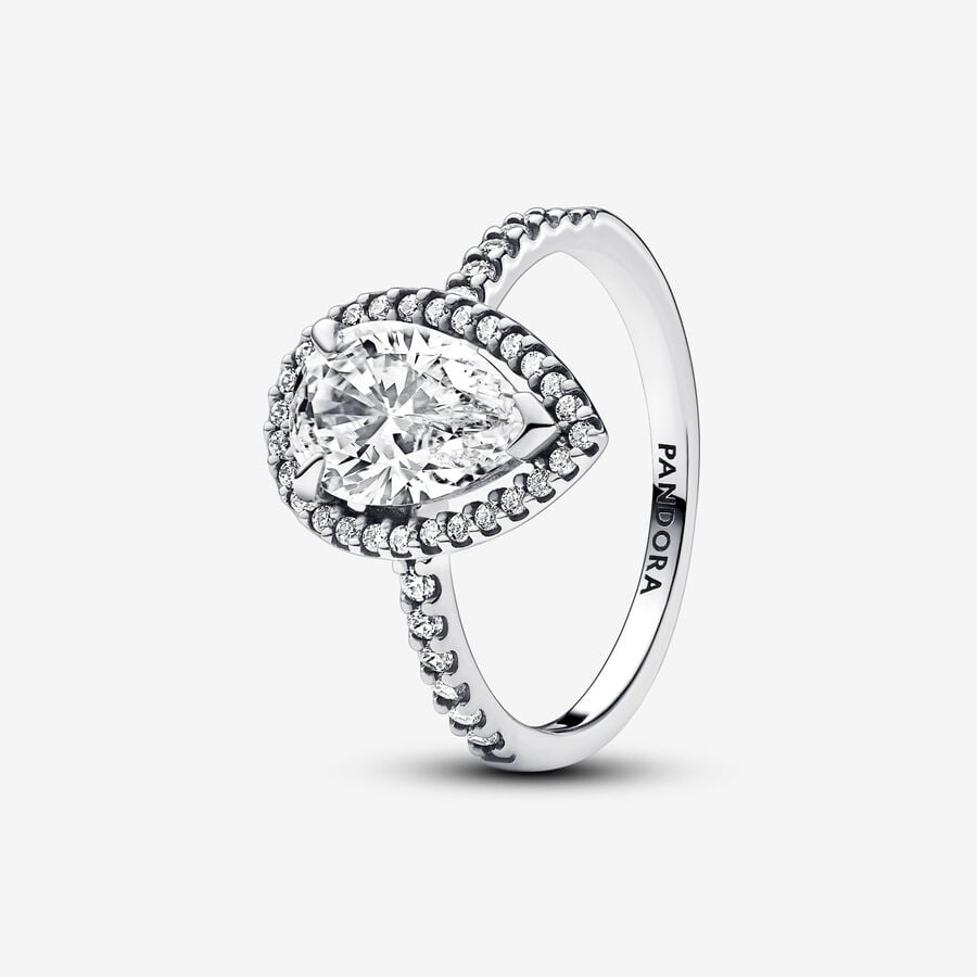 Sparkling Pear Halo Ring image number 0