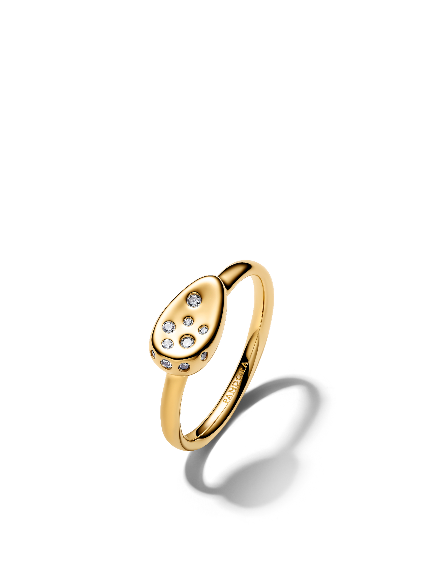 Женские кольца Pandora Small Stone-Set Oval Signet, цвет: Позолоченный — фото 1
