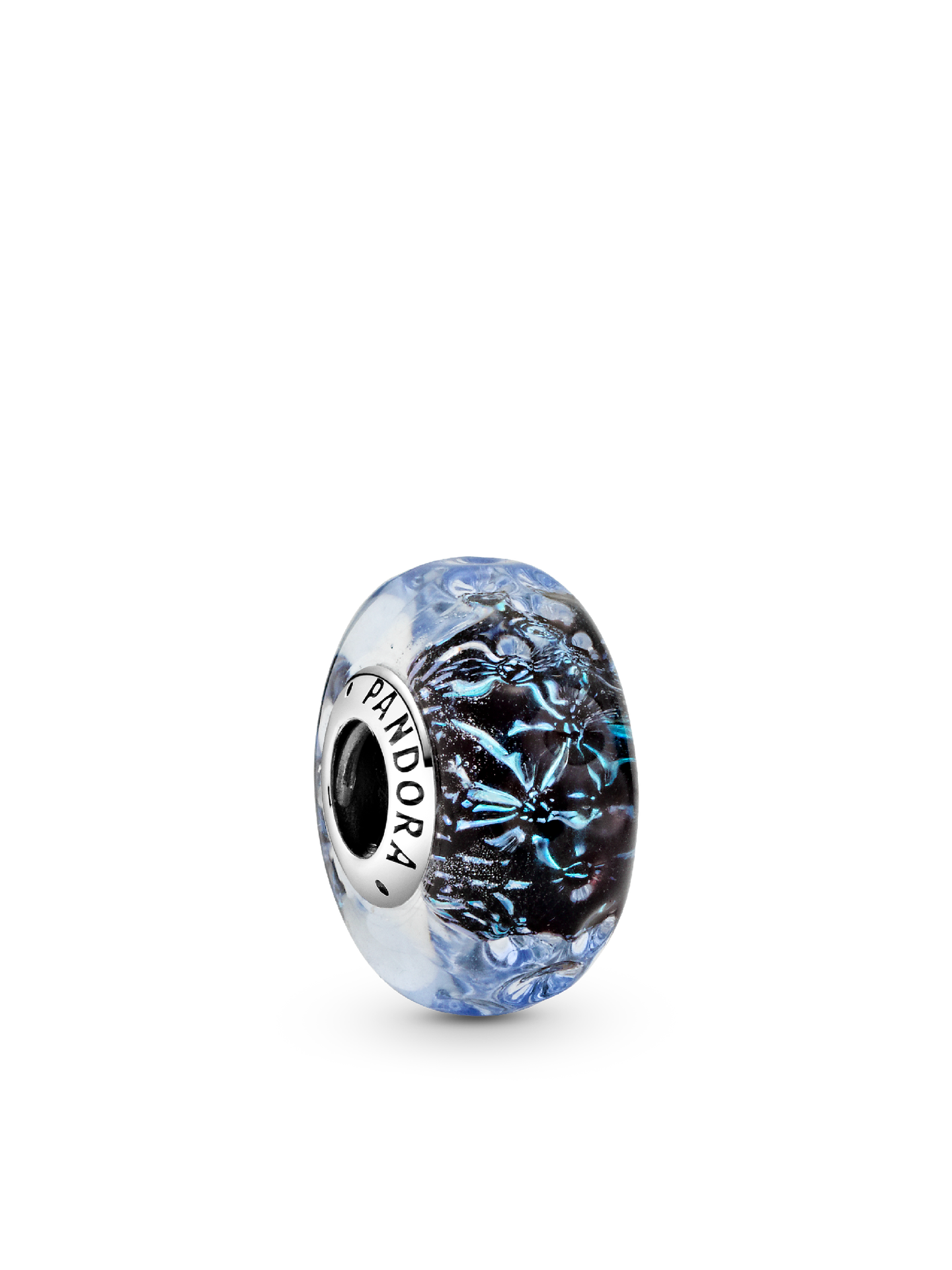 Женский шарм Pandora Wavy Dark Blue Murano Glass Ocean Charm, цвет: Серебро — фото 1