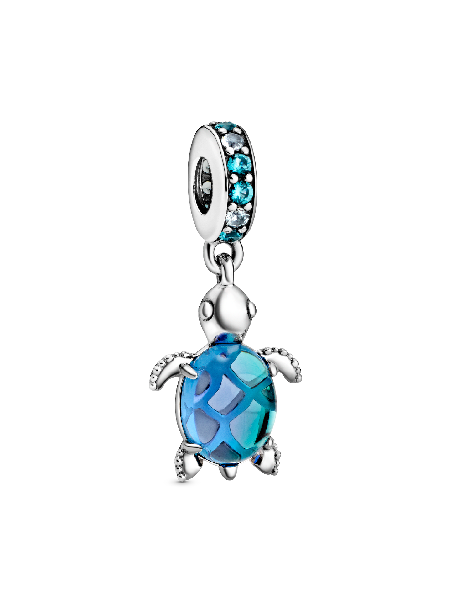 Женский шарм Pandora Murano Glass Sea Turtle Dangle Charm, цвет: Серебро — фото 1