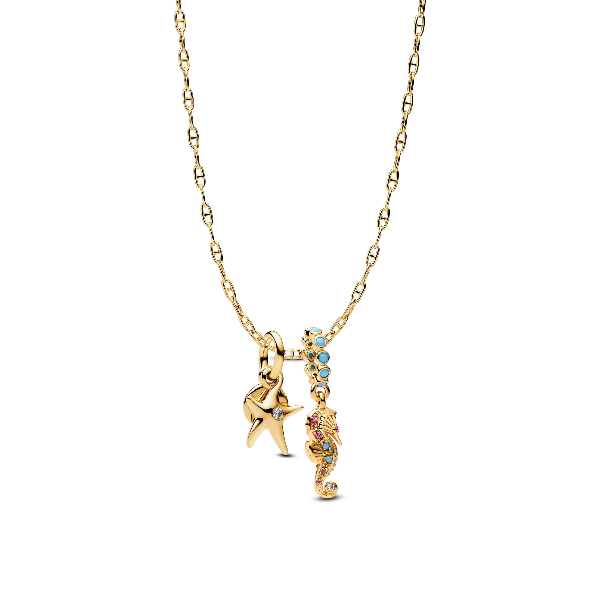 Seahorse and Starfish Charm Necklace