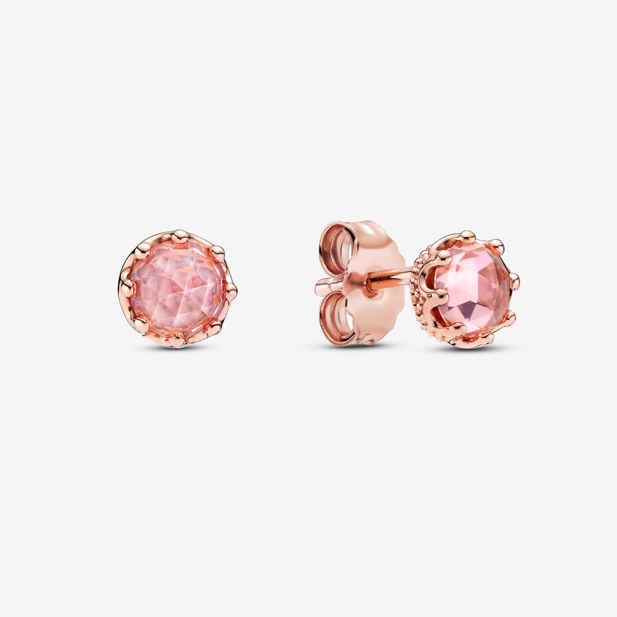 FINAL SALE - Pink Sparkling Crown Stud Earrings image number 0