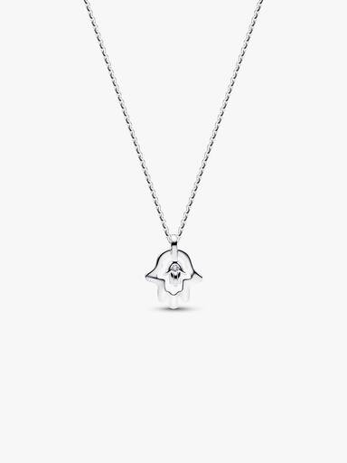 Pandora Talisman Sterling Silver Lab-Grown Diamond Hamsa Hand Pendant Necklace