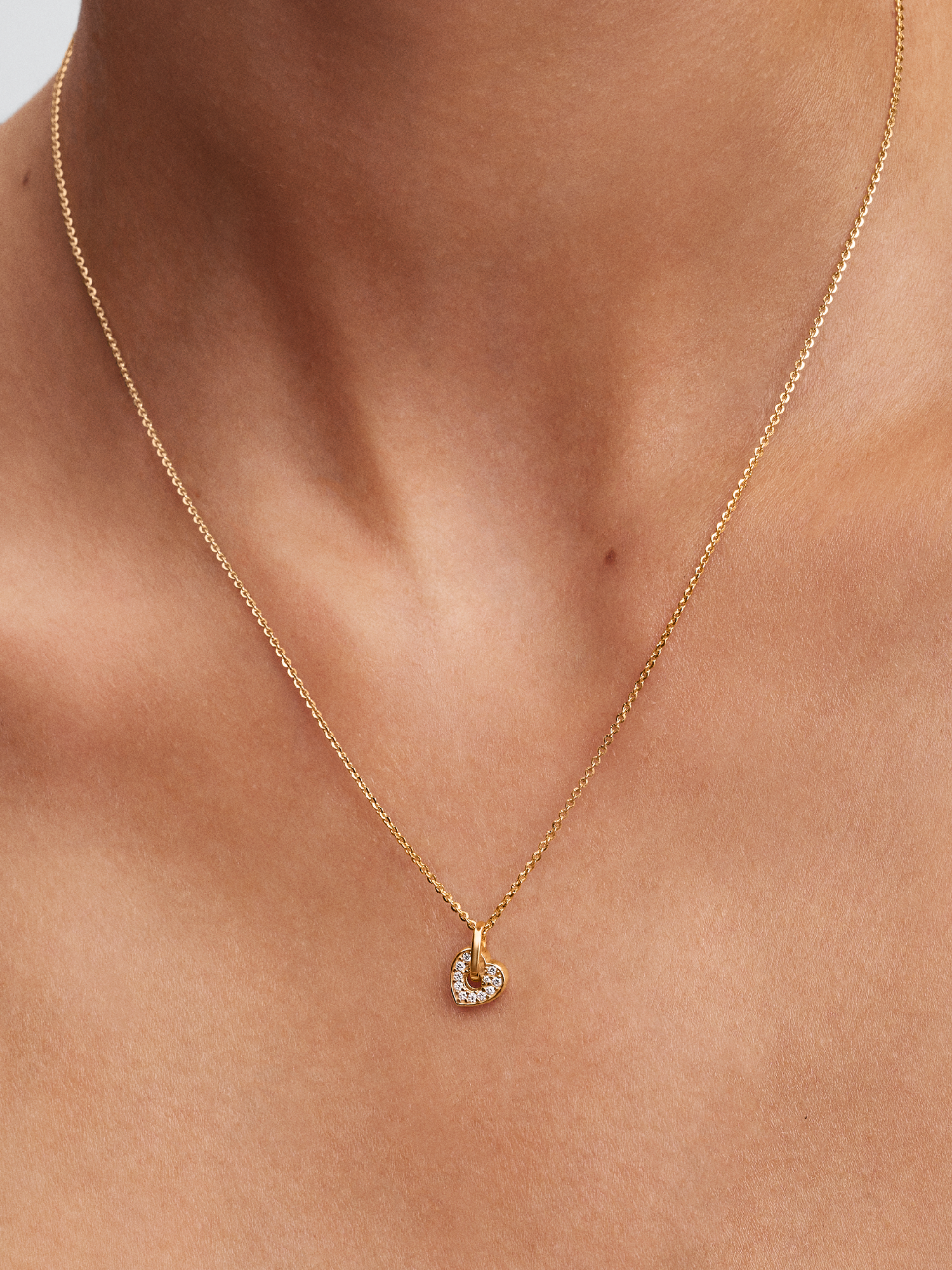Pandora Talisman 14k Gold Lab-grown Diamond Pavé Heart Pendant Necklace