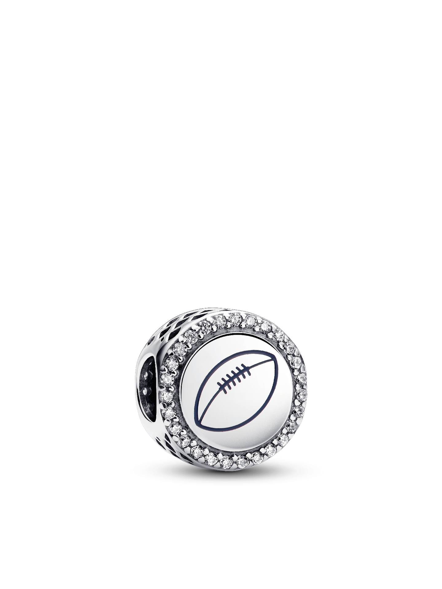 Женский шарм Pandora Engravable Football Charm, Sterling silver #792016CZ_E073, цвет: Серебро — фото 1