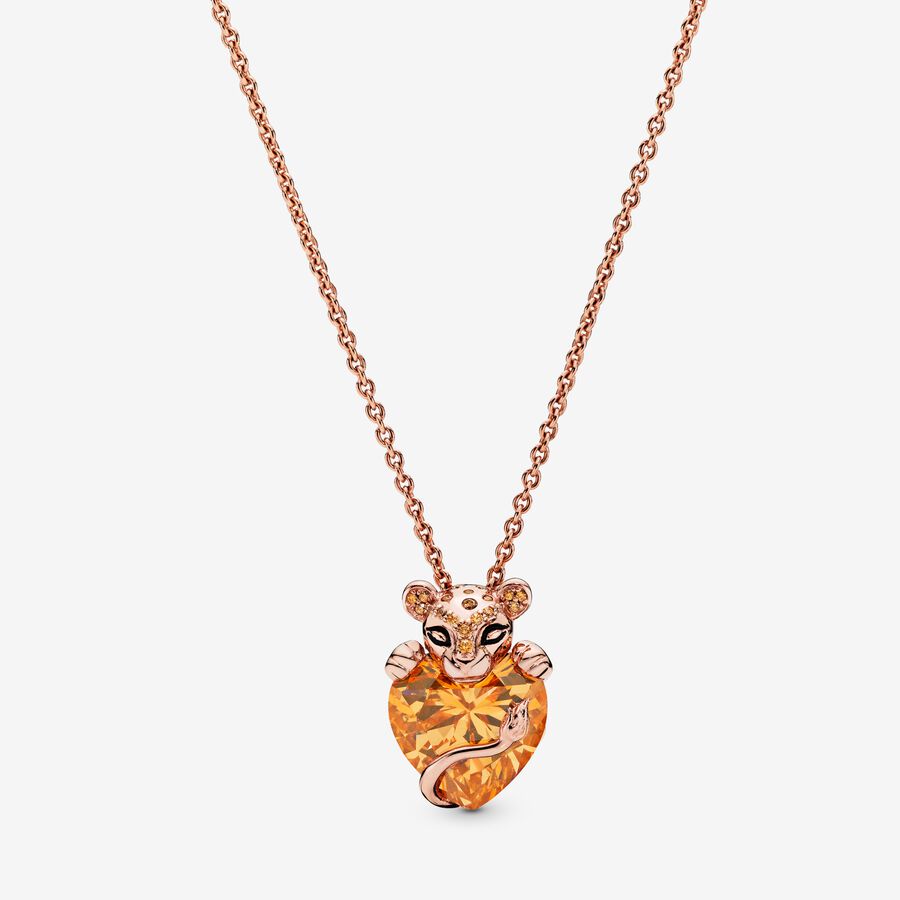 FINAL SALE - Sparkling Lioness Heart Pendant Necklace image number 0