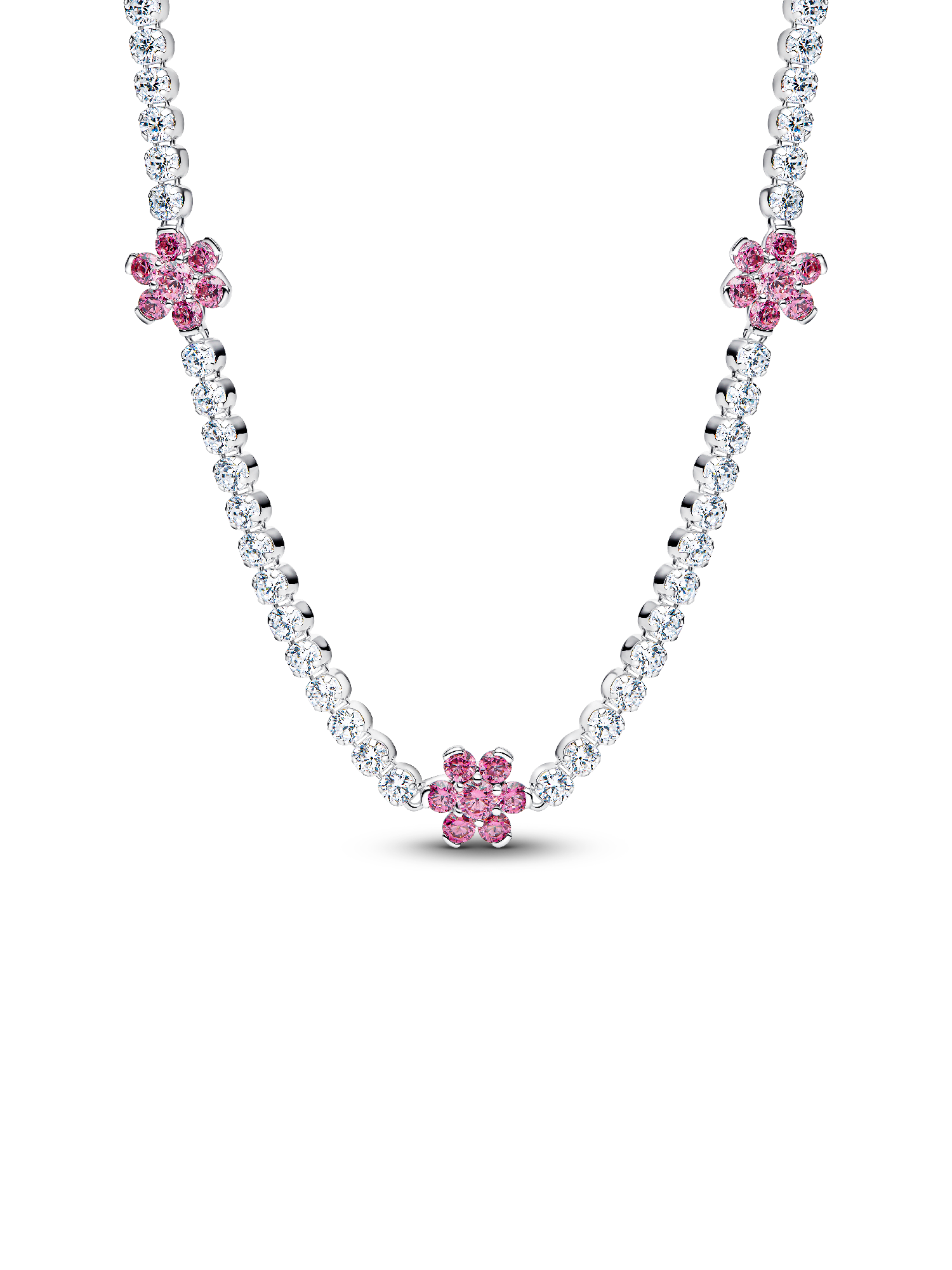 Pink Flower Tennis Necklace | Sterling silver | Pandora US