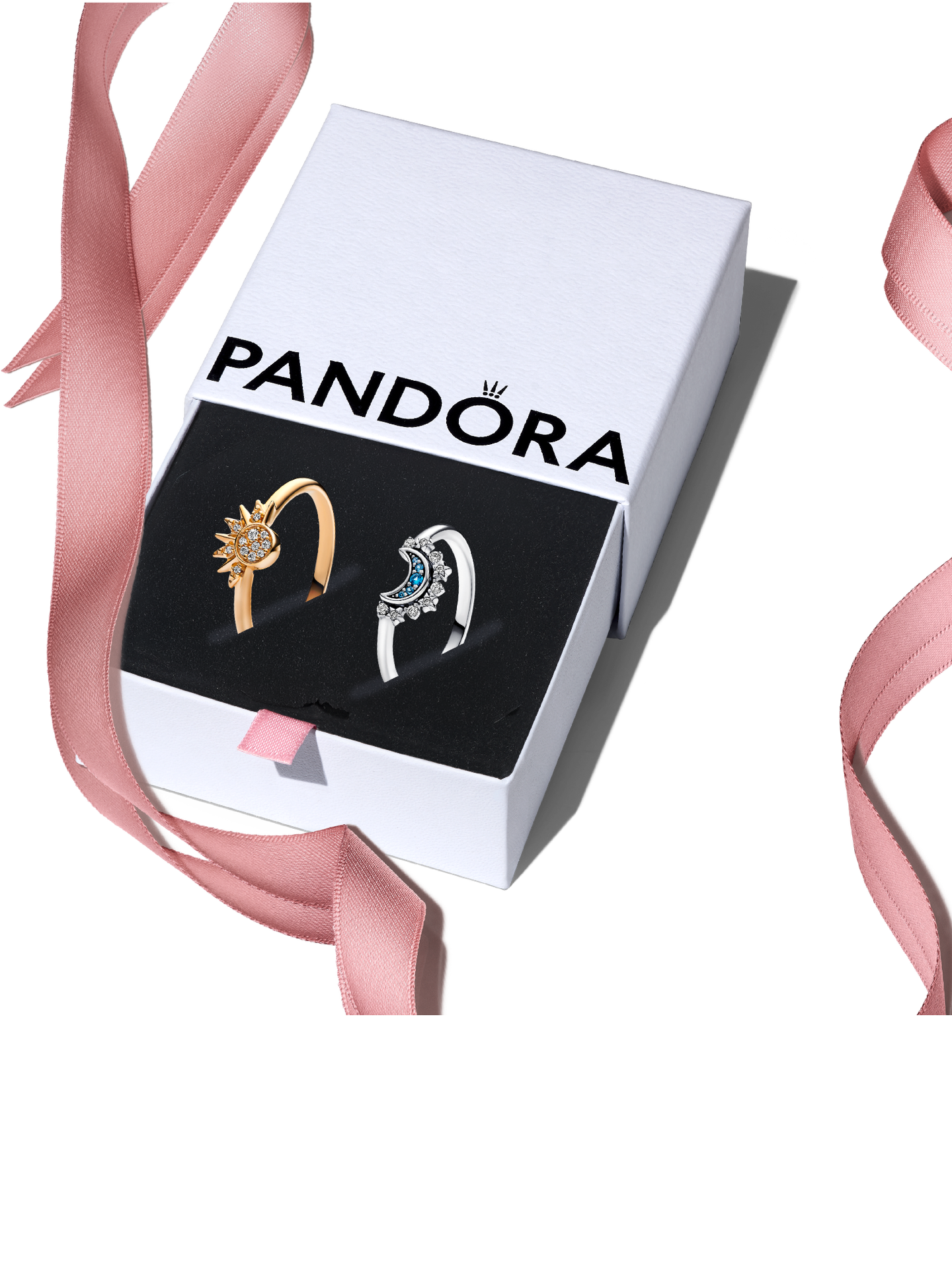 Женские кольца Pandora Celestial Sun and Moon Set, цвет: Позолоченный — фото 1