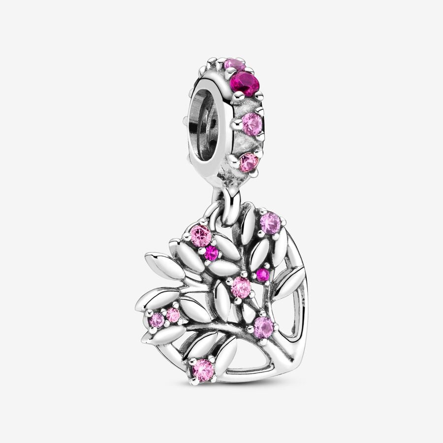 whiskey Prestige Want to Pink Heart Family Tree Dangle Charm | Sterling silver | Pandora US