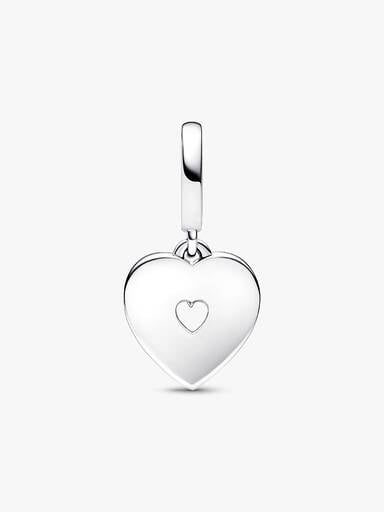 Pearlescent White Heart Double Dangle Charm