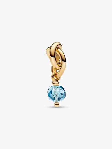 Faceted Sea Aqua Blue Eternity Circle Dangle Charm