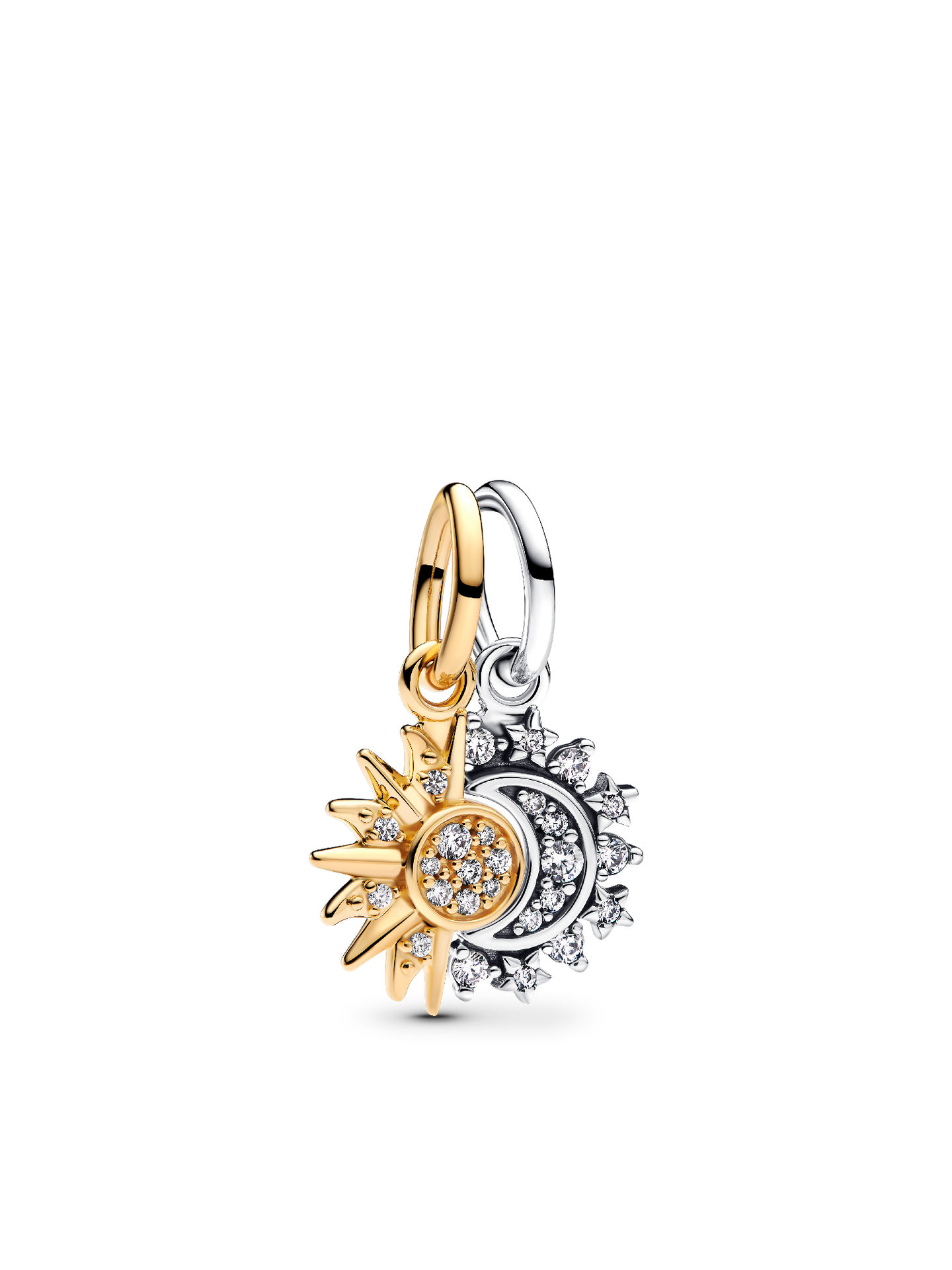 Женский шарм Pandora Splittable Sun & Moon Dangle Charm, цвет: Двухцветный — фото 1