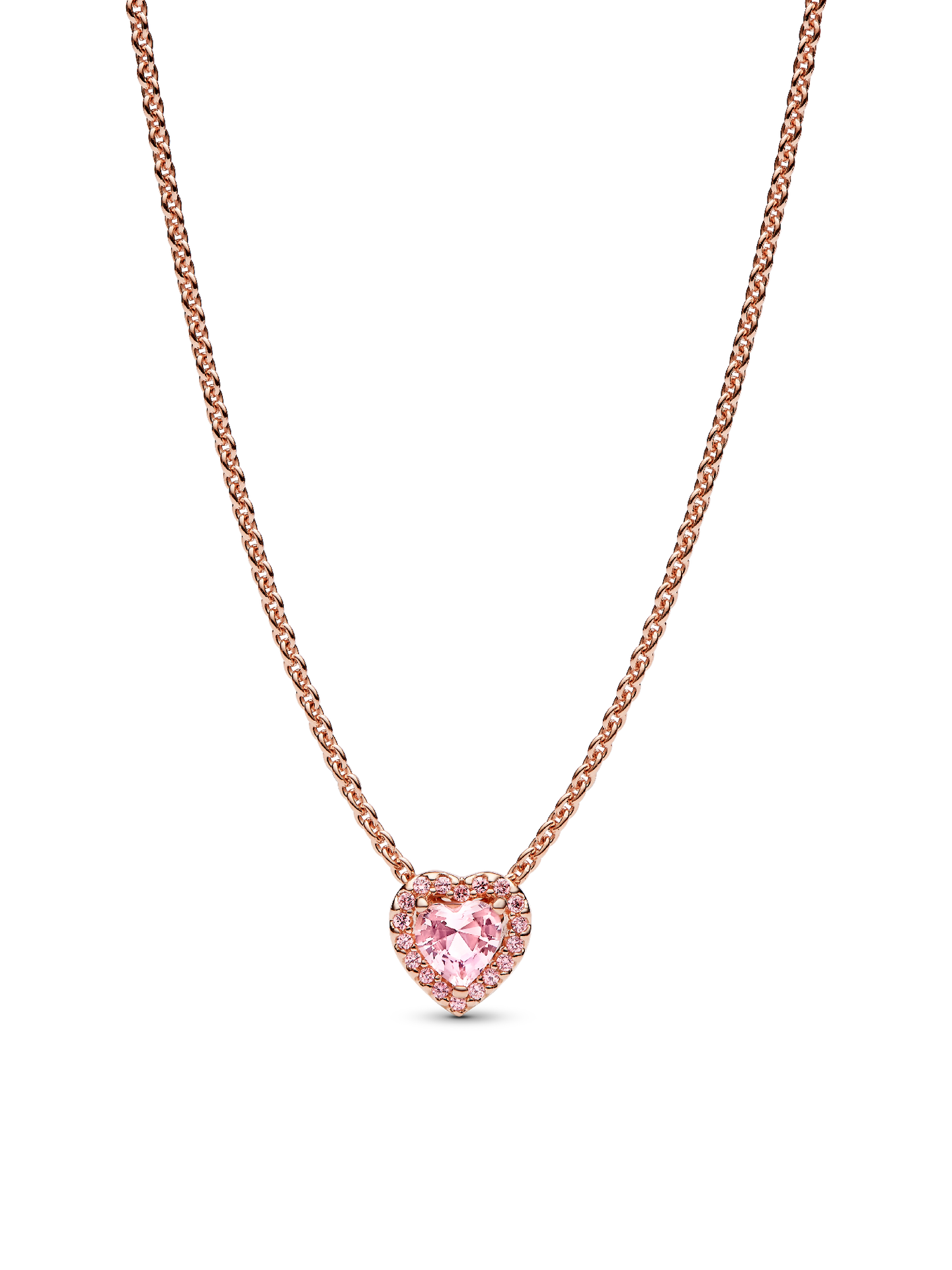 Женское колье Pandora Pink Heart Collier, цвет: Покрытие розовым золотом — фото 1