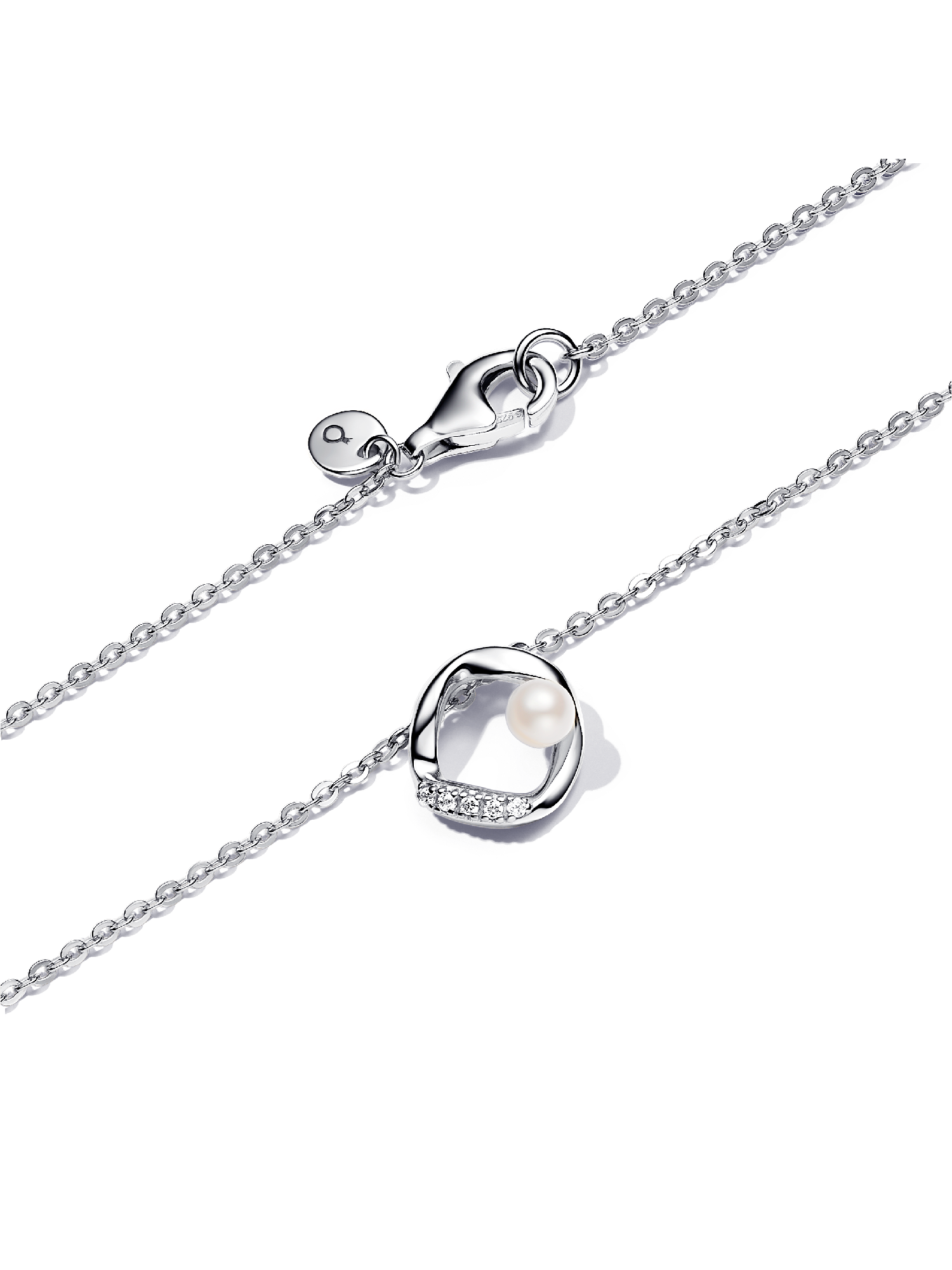 Organically Shaped Pavé Circle & Treated Freshwater Cultured Pearl Collier Necklace
