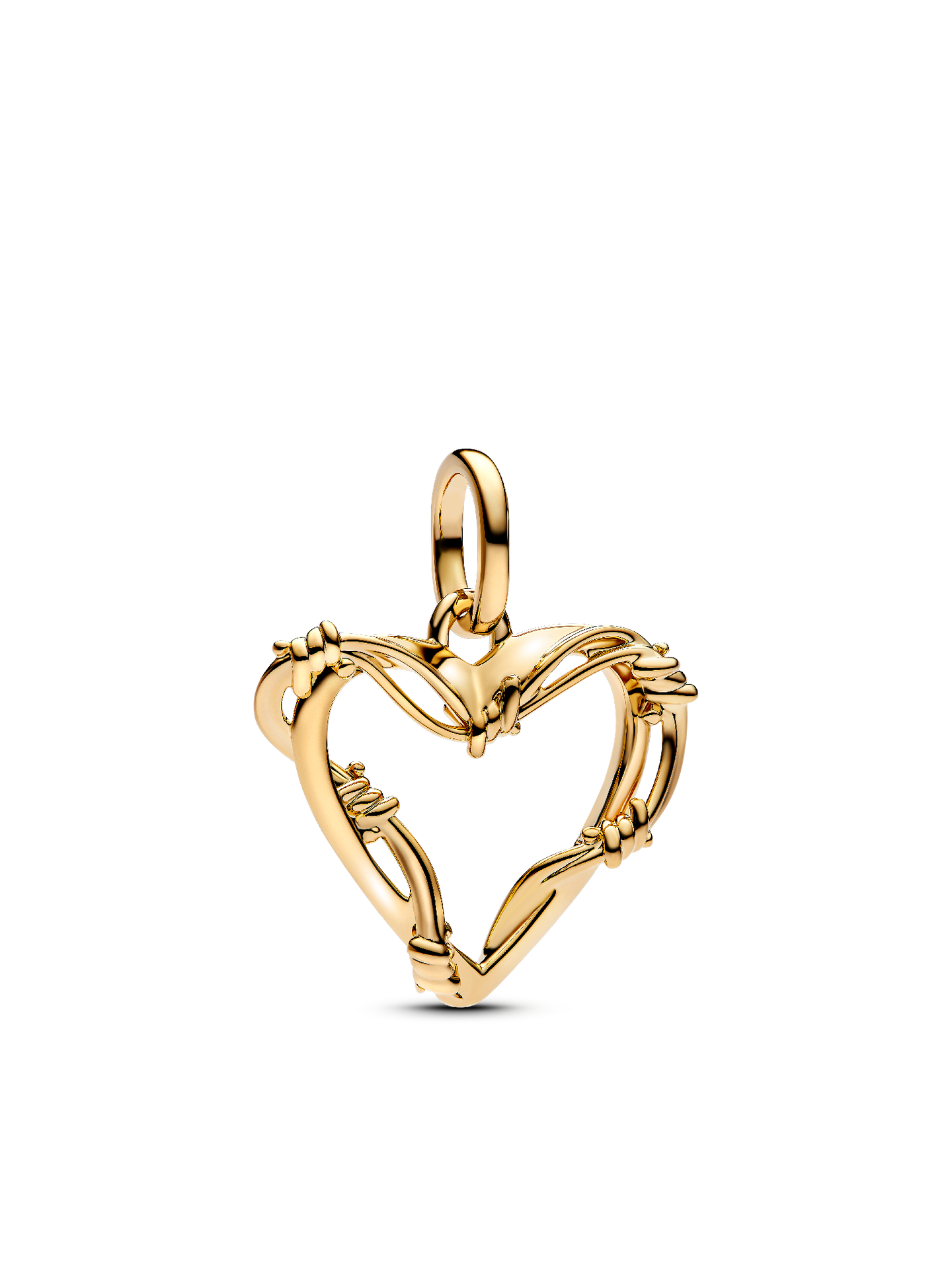 Женский шарм Pandora Wire Heart Dangle Charm, цвет: Позолоченный — фото 1