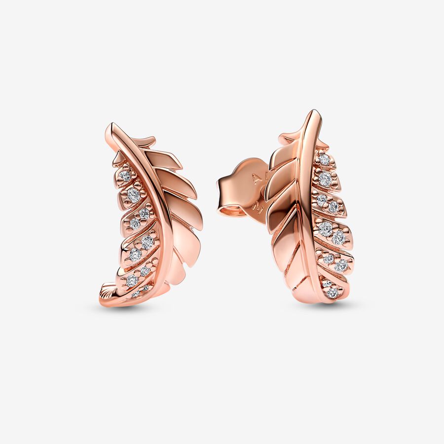 FINAL SALE - Floating Curved Feather Stud Earrings image number 0