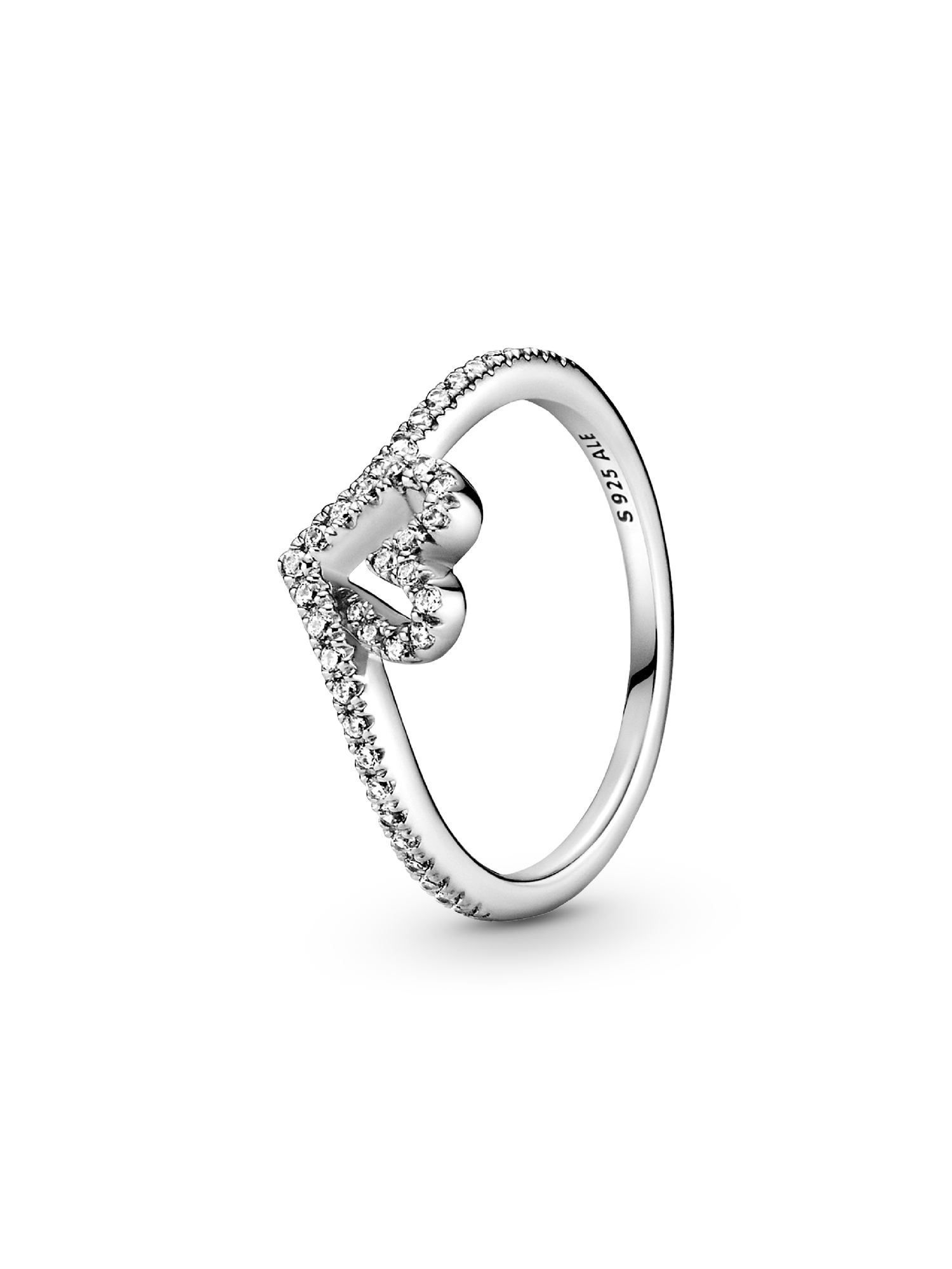 Sparkling Wishbone Heart Ring