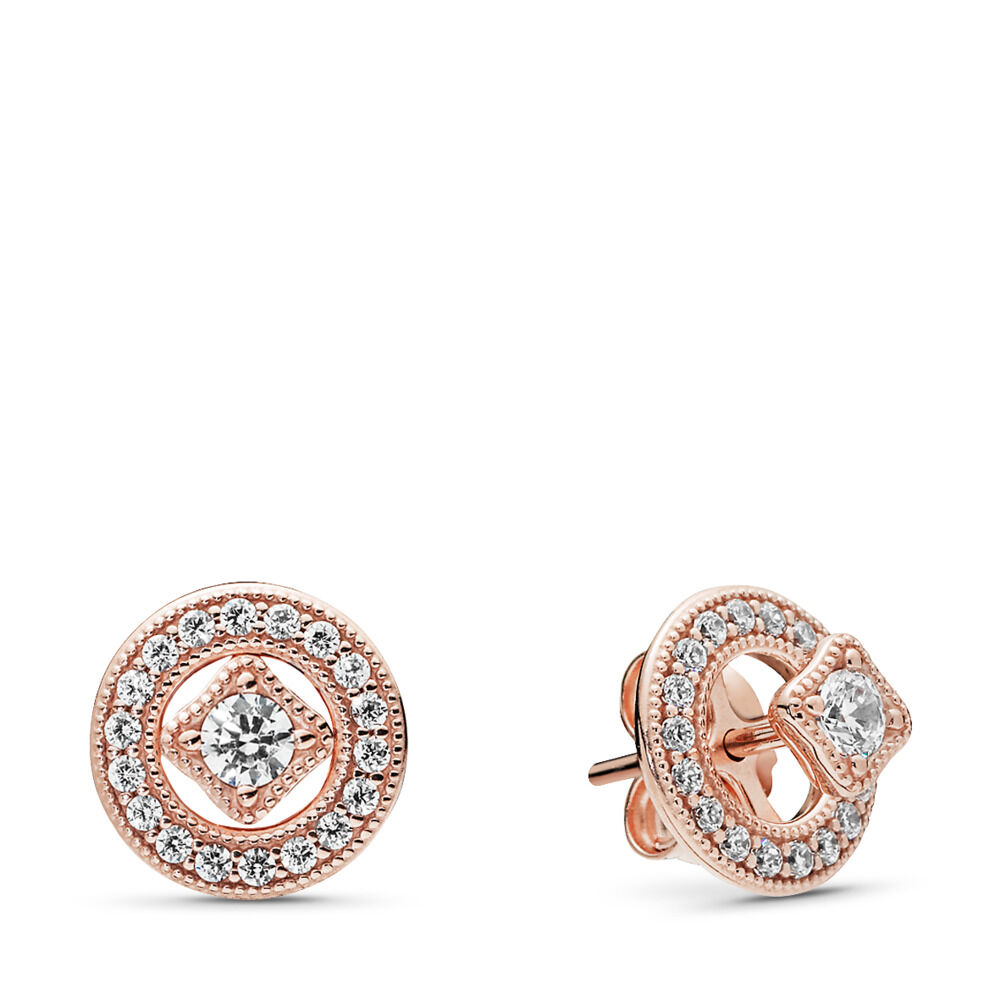 Vintage Circle Stud Earrings | Rose gold plated | Pandora US