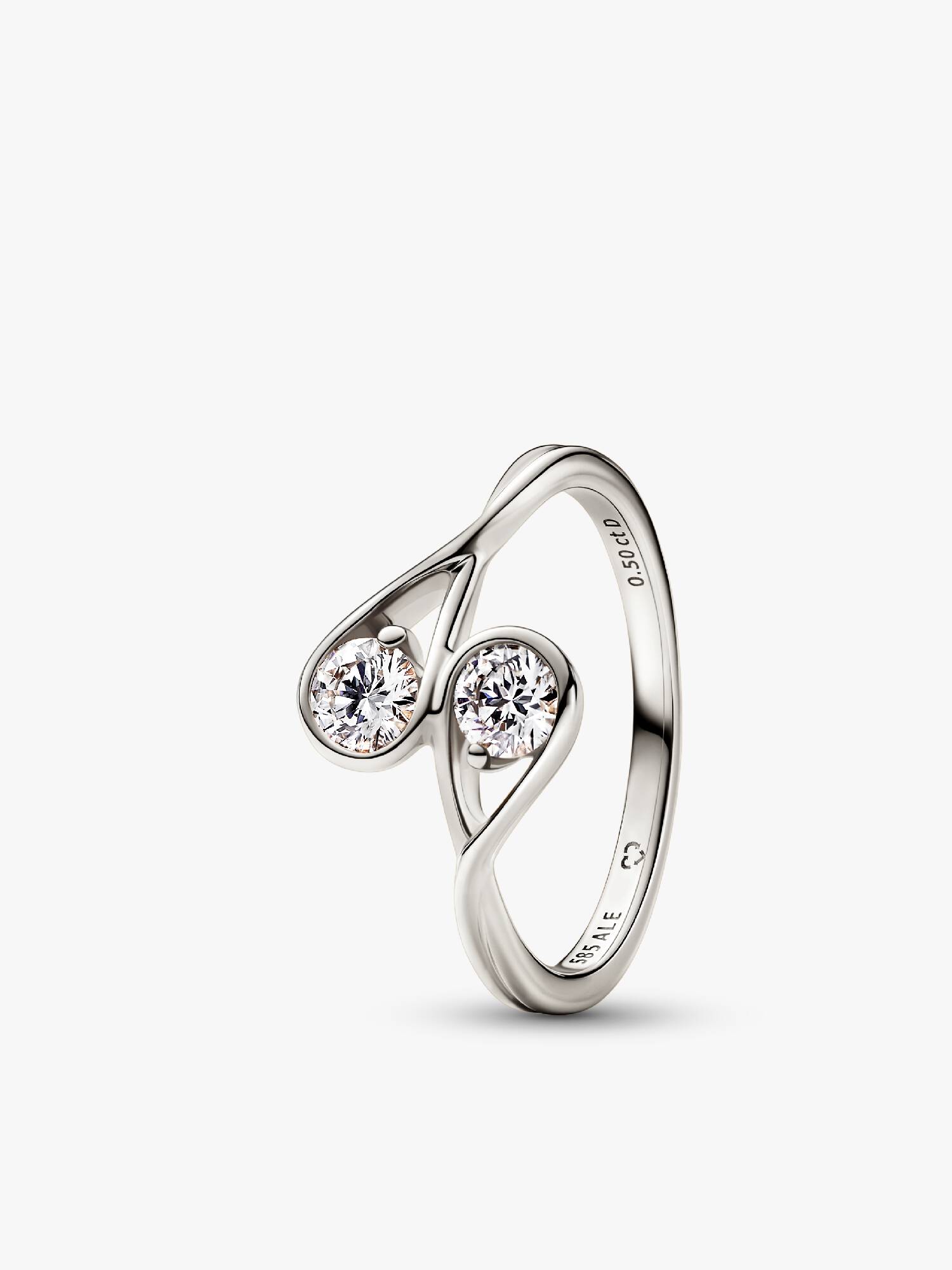 FINAL SALE - Pandora Infinite 14k White Gold Double Lab-grown Diamond Ring