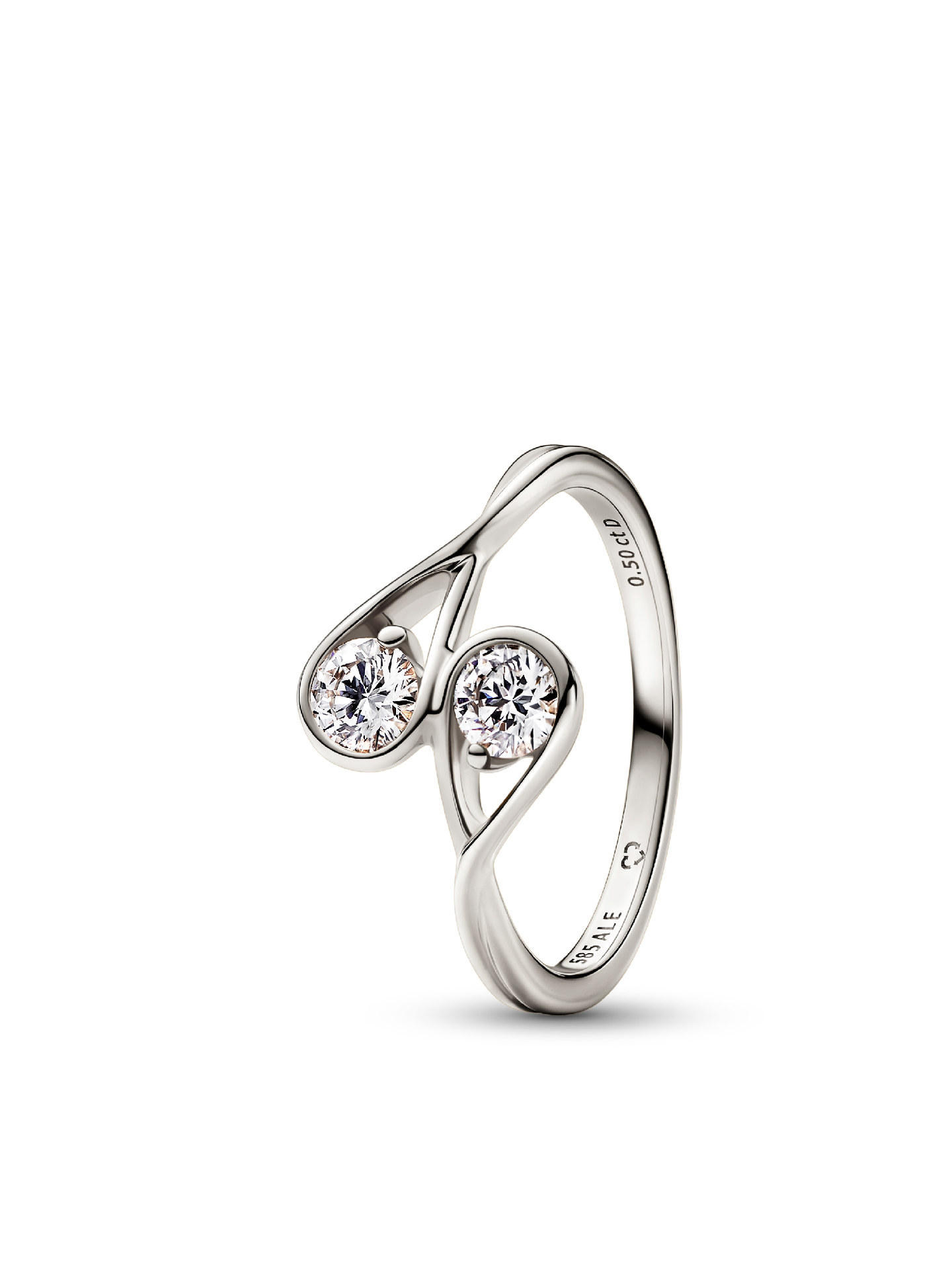 Женское кольцо Pandora Infinite 14k White Gold Double Lab-grown Diamond, цвет: Белый золотой — фото 1