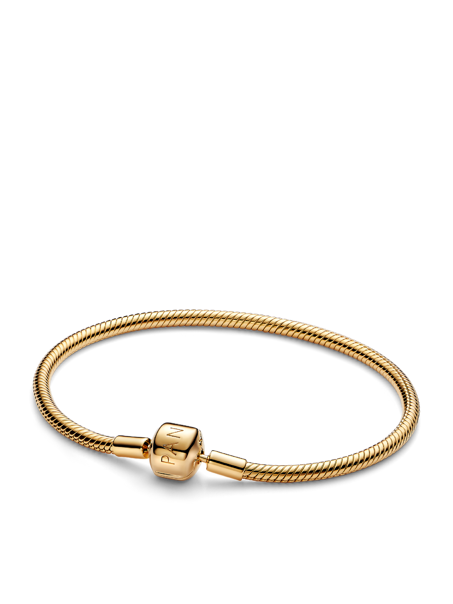 Женский браслет Pandora Barrel Clasp Snake Chain, цвет: Позолоченный — фото 1