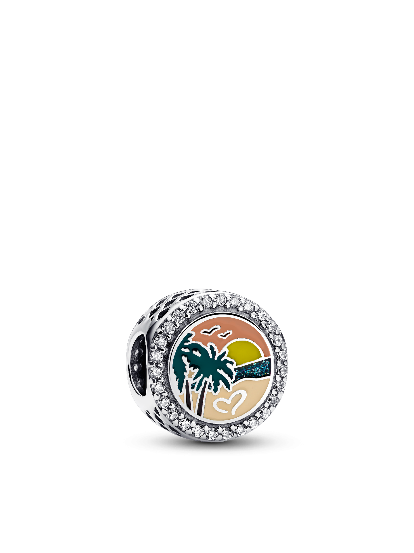 Женский шарм Pandora Engravable Beach Heart Scene Charm, Sterling silver #792016CZ_E107, цвет: Серебро