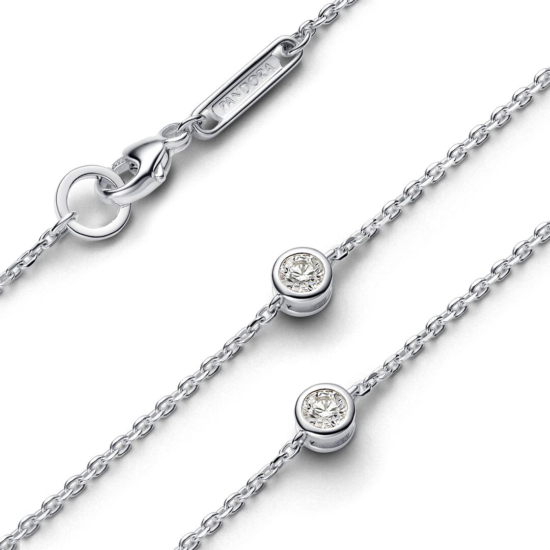 Pandora Era Bezel Lab-grown Diamond Station Necklace 0.30 carat tw Sterling Silver