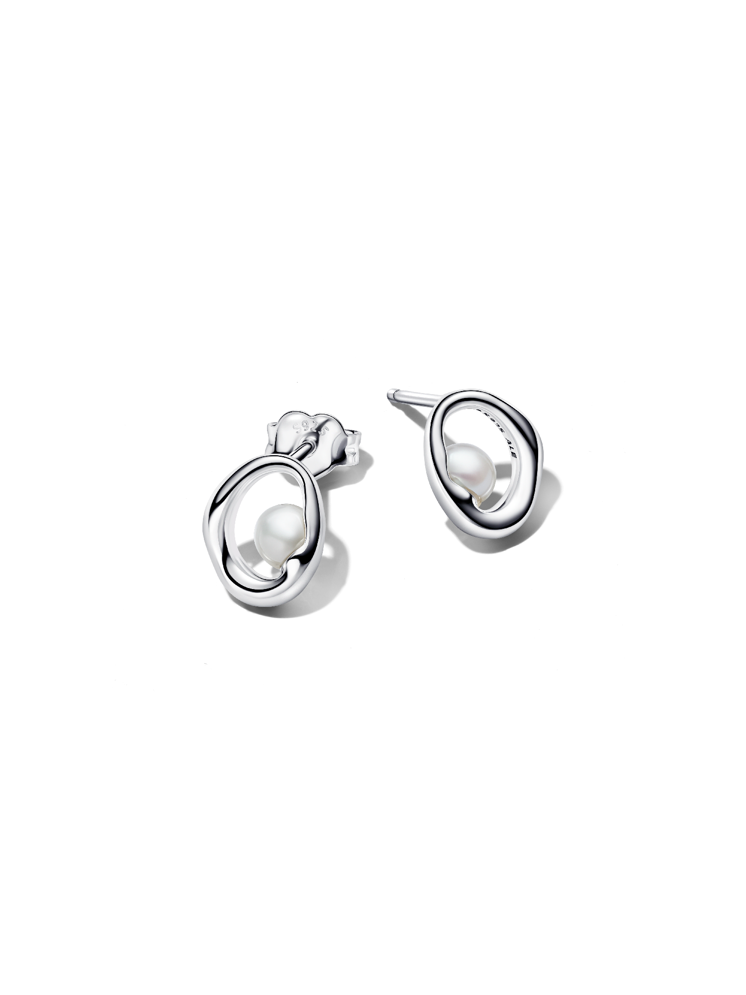 Organically Shaped Oval & Treated Freshwater Cultured Pearl Stud Earrings